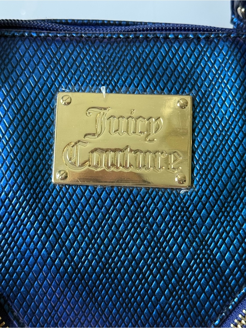 Juicy Couture Blue/Purple Metallic Juicy Hot Pink Interior Satchel Purse NWT - Picture 7 of 14
